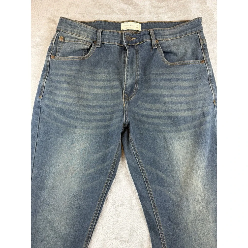 Smith And Mills Jeans Mens 36x32 Blue Stretch Denim‎ Western Cowboy Tapered